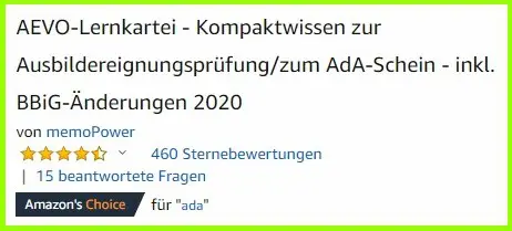 460 Bewertungen zur AEVO-Lernkartei