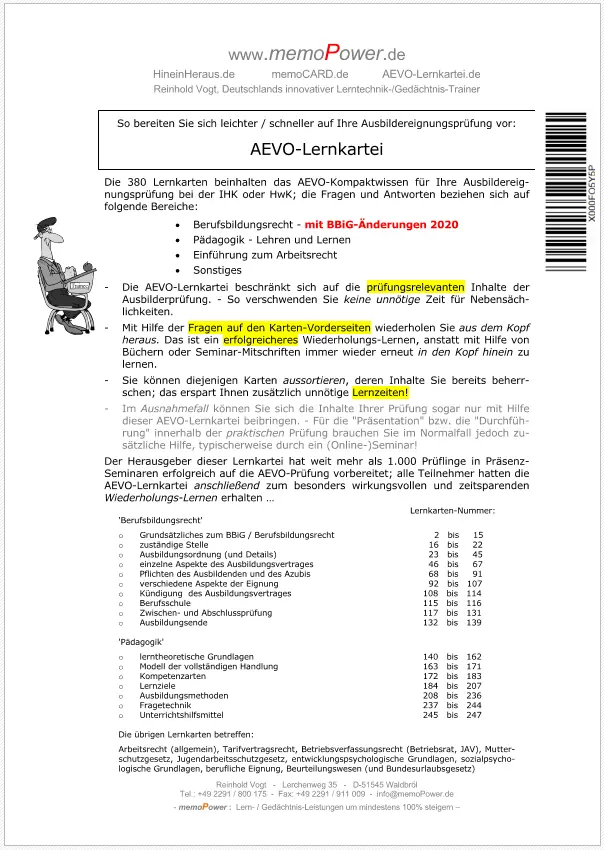 Deckblatt zur AEVO-Lernkartei