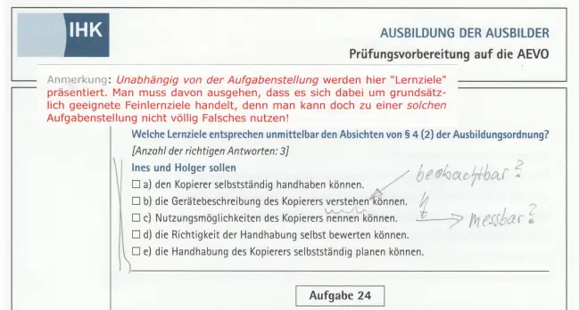 Fehlerhaftes Aufgabenmuster der DIHK Bildungs GmbH: